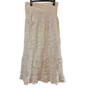 Cute Options Women's White Rayon Lace Lined Long Skirt
